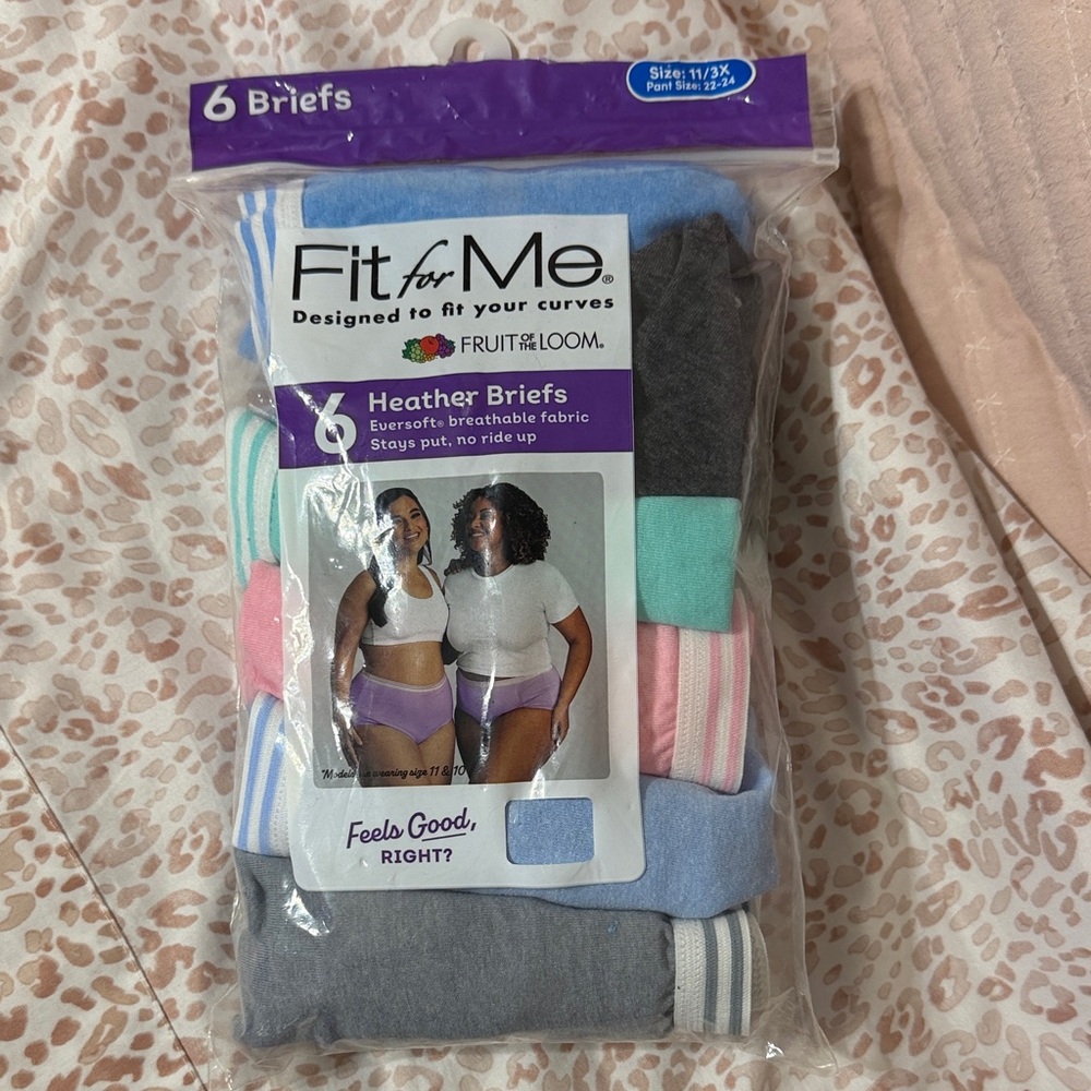 Fruit of the Loom Women’s Heather Briefs – Gray, Blue, Mint, Pink, Purple